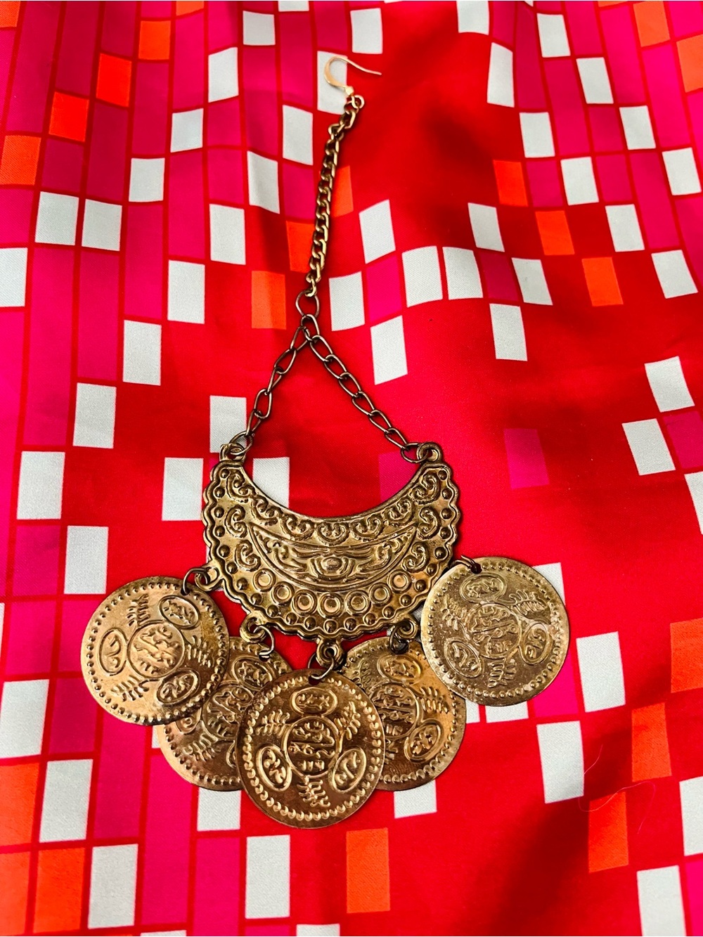 VINTAGE AGED GOLD COIN TRIBAL  LARGE ARABIC HEADDRESS MAANGTIKA